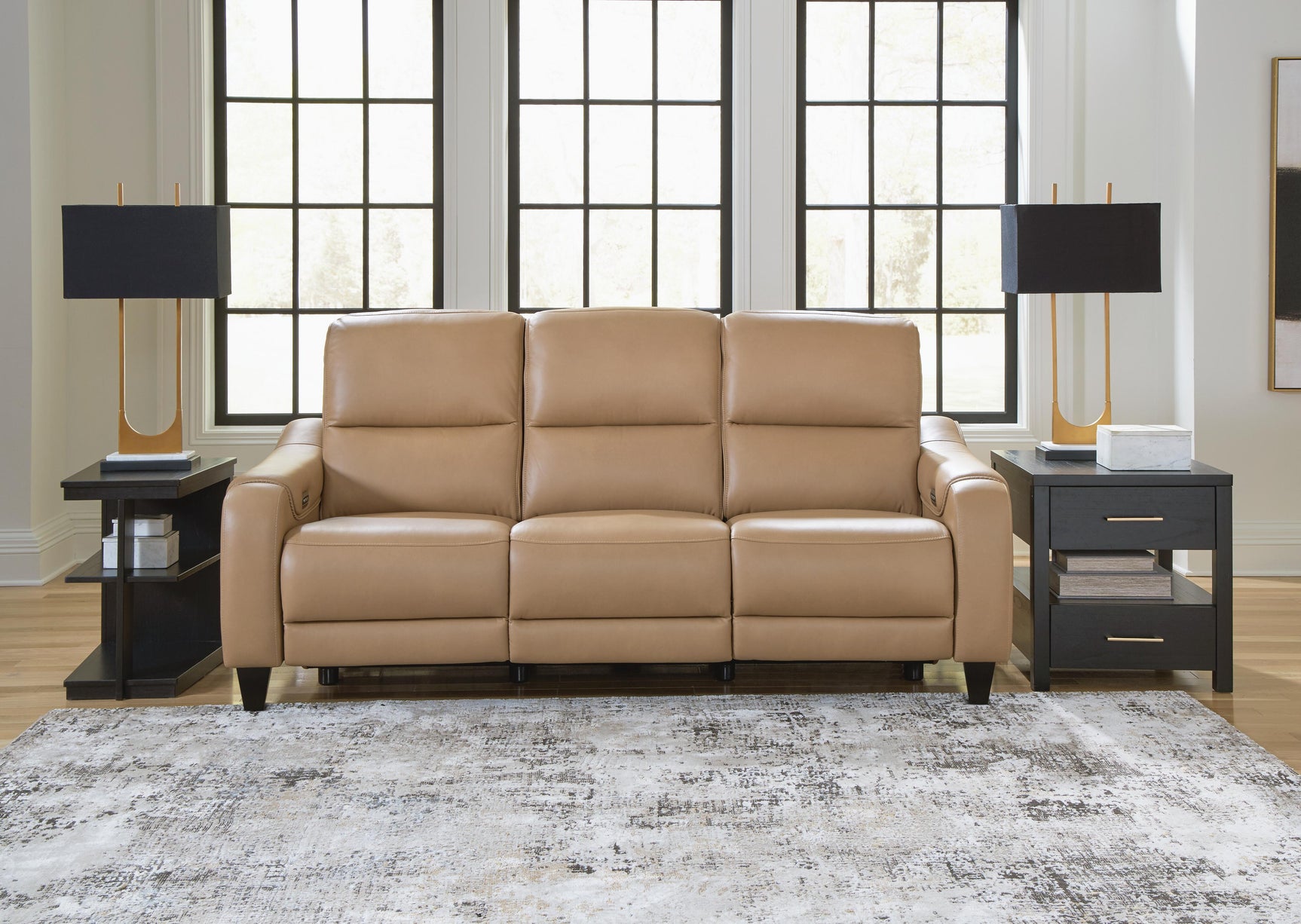 Mosswell Toffee Power Reclining Sofa - Ornate Home