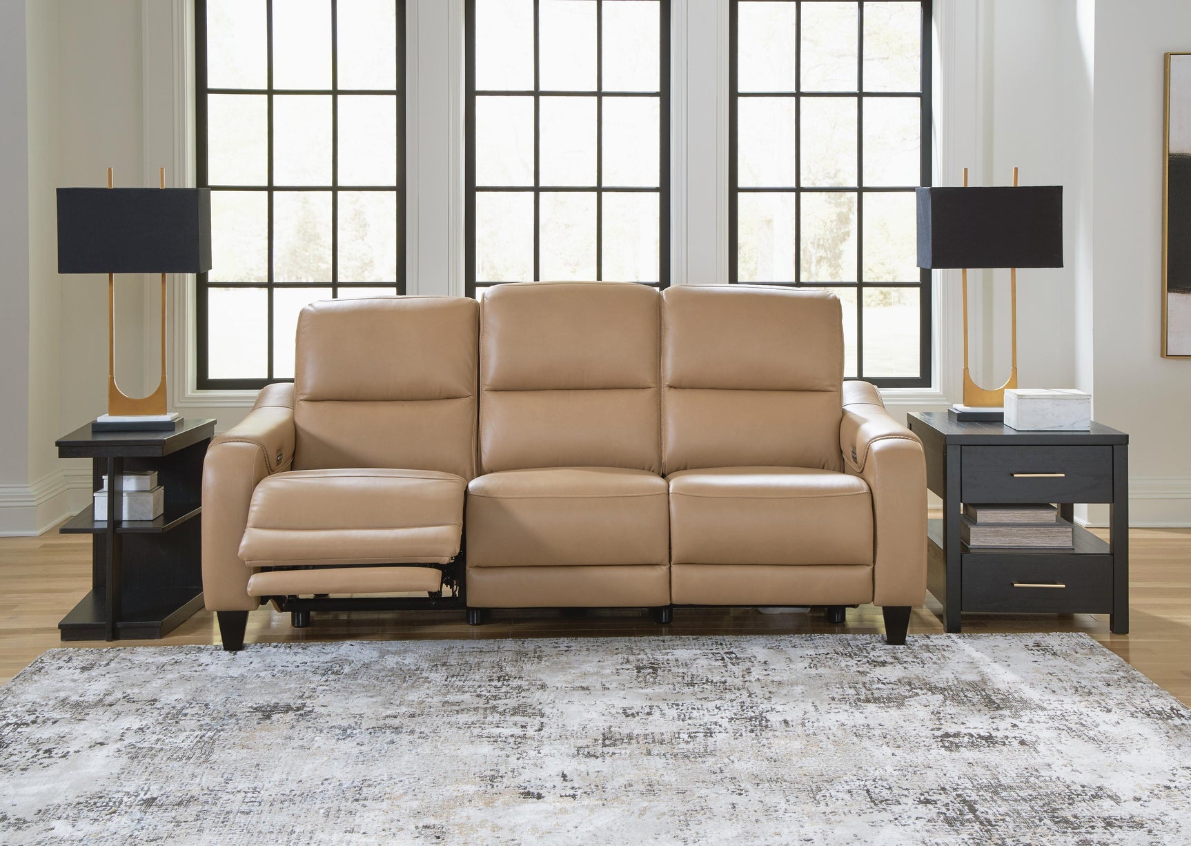 Mosswell Toffee Power Reclining Sofa - Ornate Home