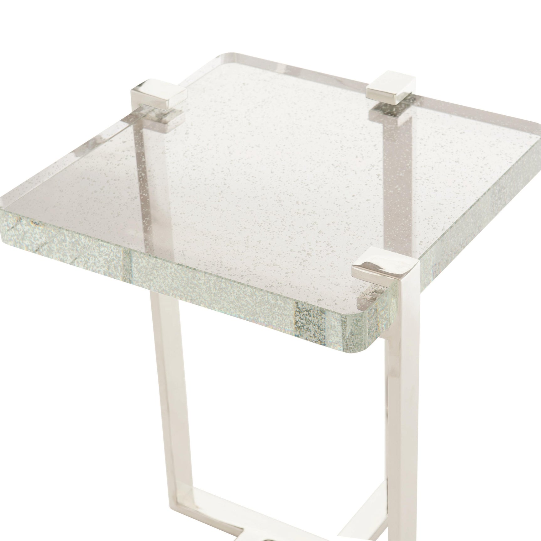 Mott Polished Stainless Steel/Bubble Glass Accent Table - Ornate Home