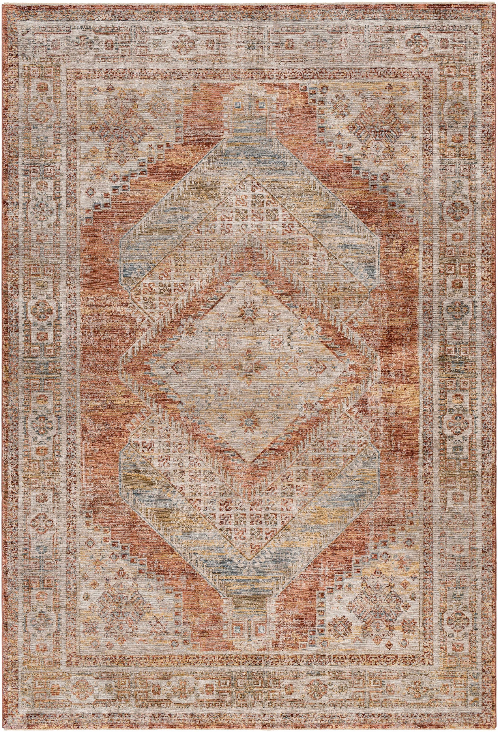 Moya Rust Rich Textured Traditional Rug - Ornate Home