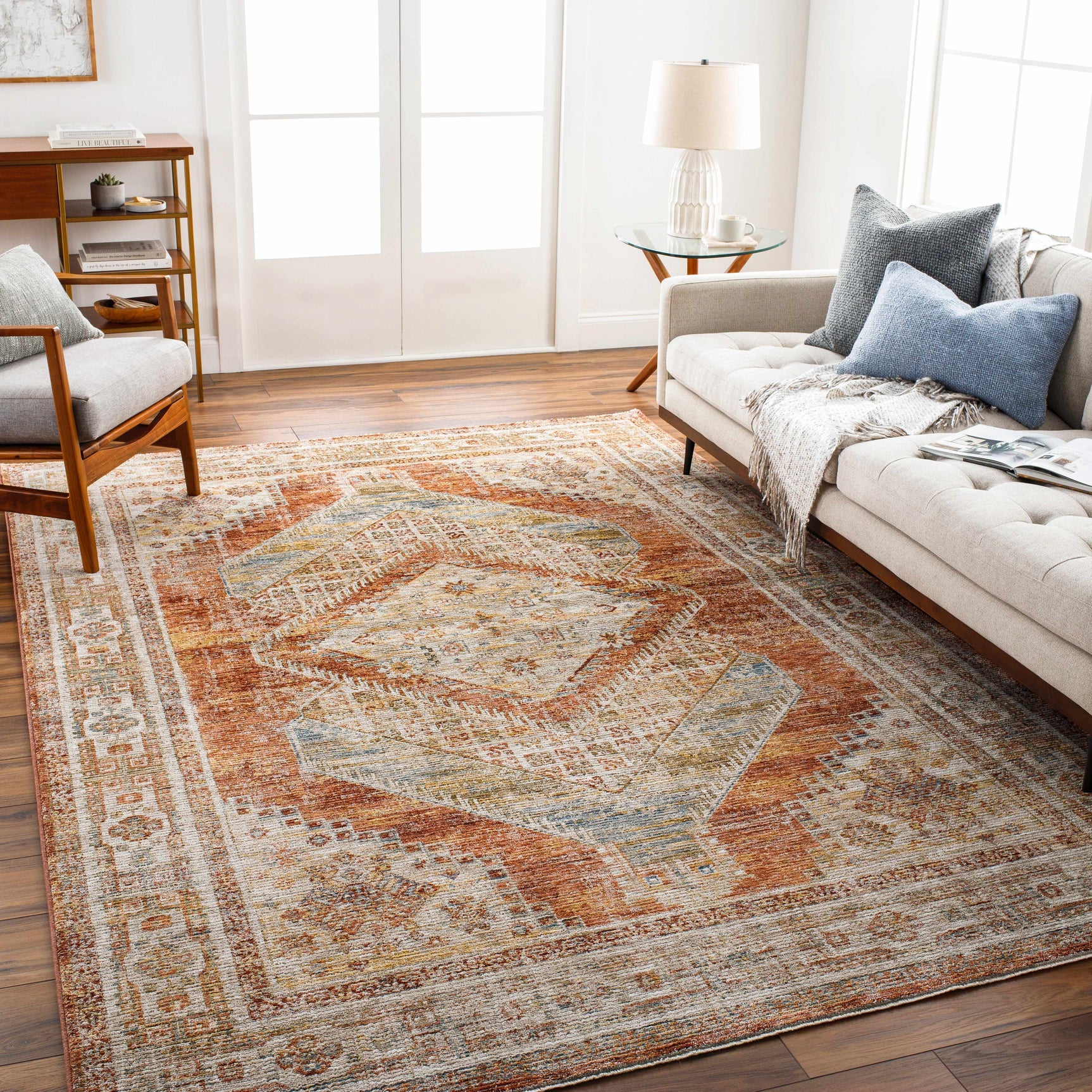 Moya Rust Rich Textured Traditional Rug - Ornate Home