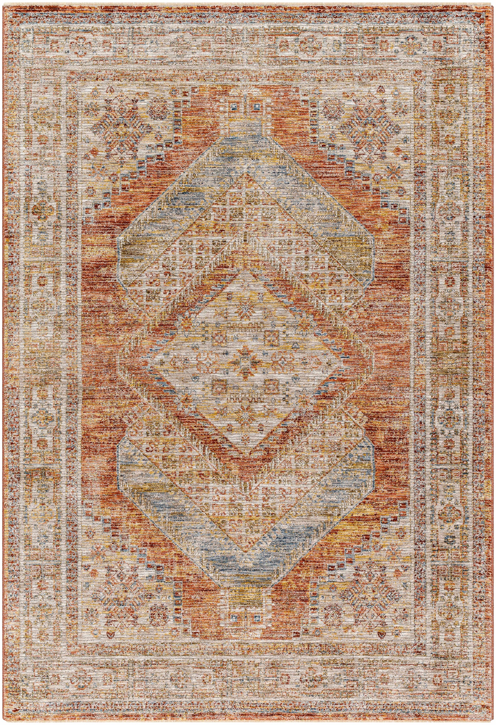 Moya Rust Rich Textured Traditional Rug - Ornate Home
