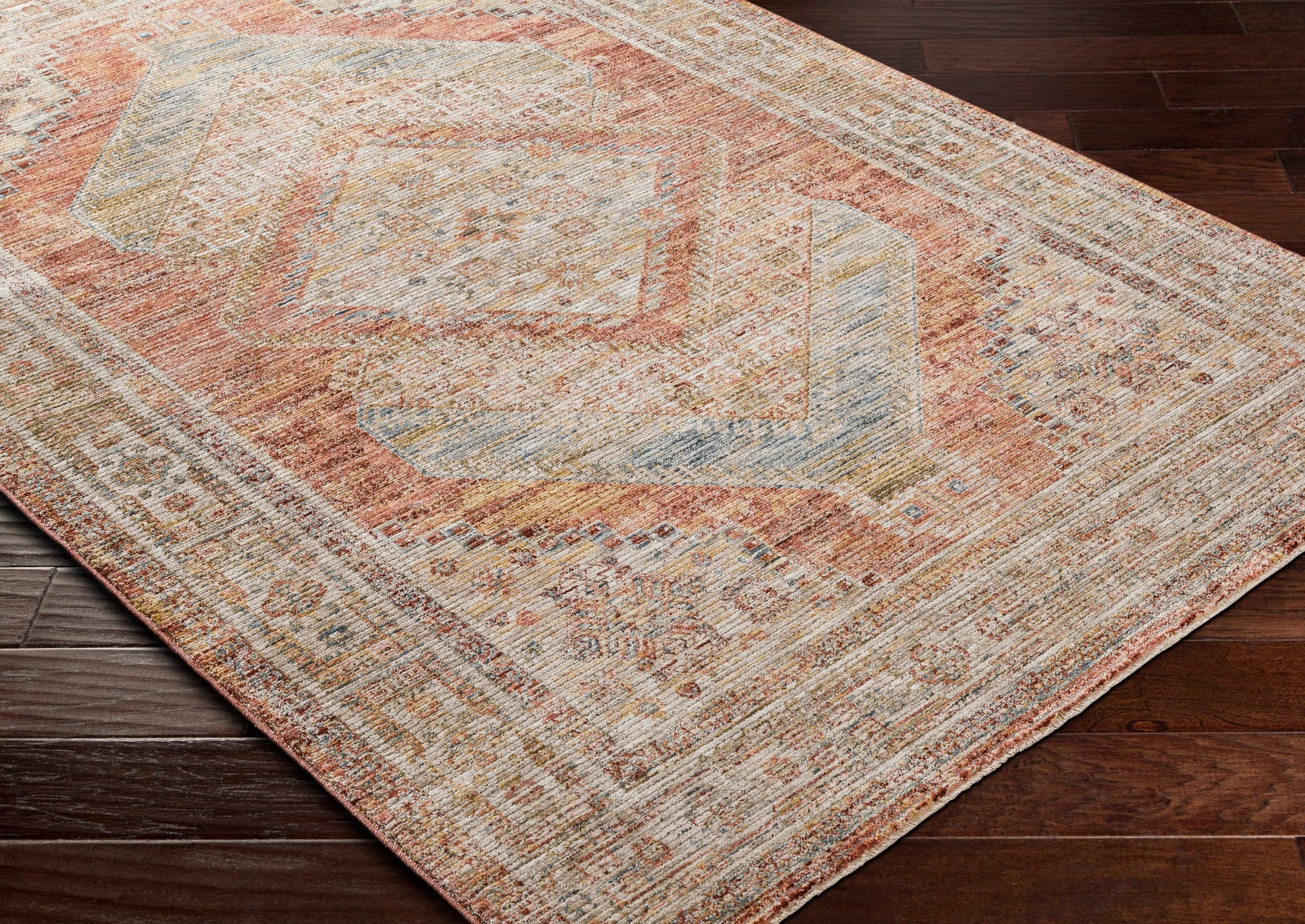 Moya Rust Rich Textured Traditional Rug - Ornate Home