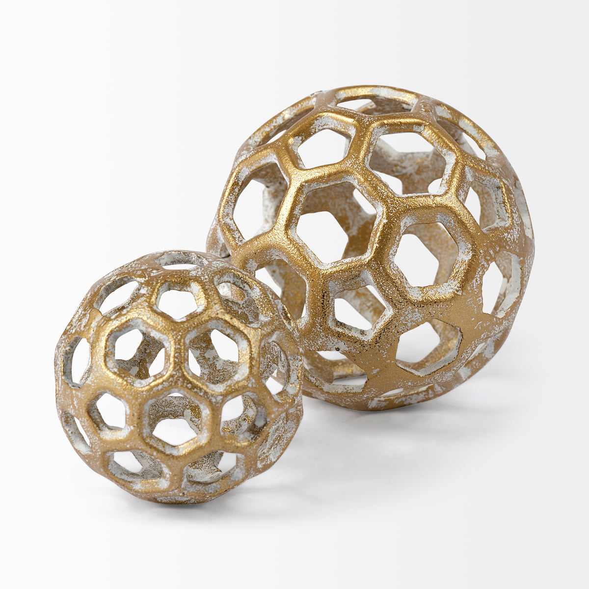 Moyer Gold Small Metal Hollow Decorative Orb - Ornate Home