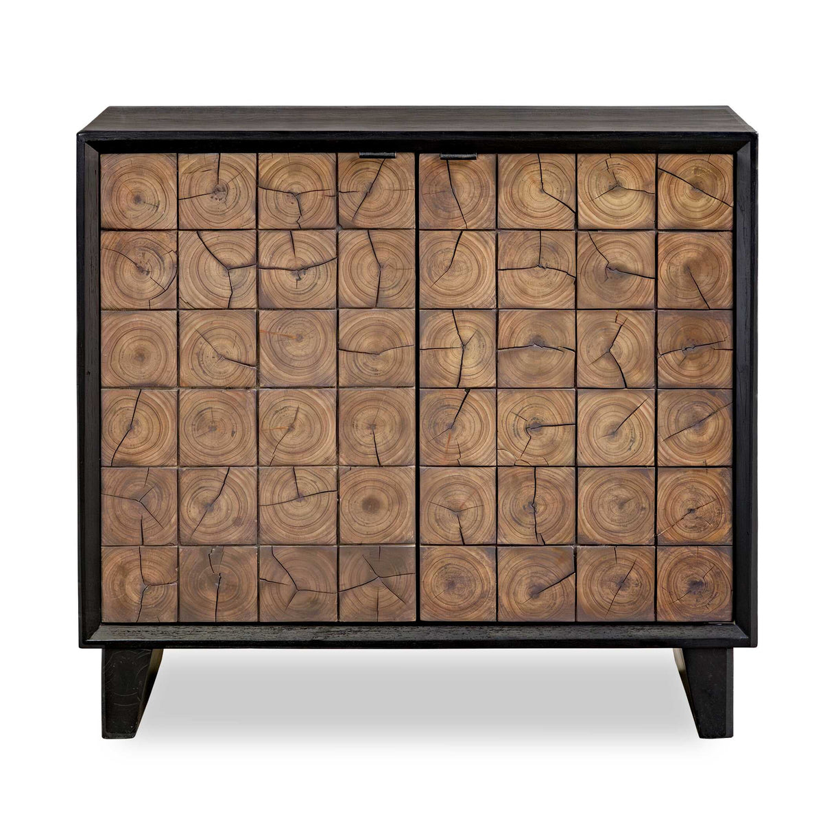 Muestra Black/Woodtone Wood Grain 2 Door Cabinet - Ornate Home