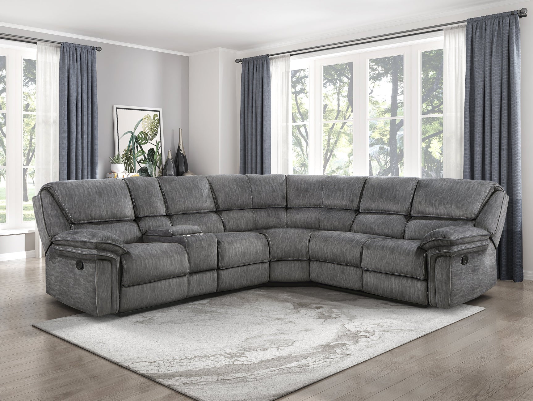 Muirfield Gray 3-Piece Reclining Sectional - Ornate Home