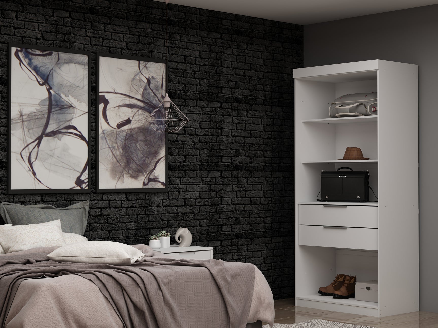 Mulberry Open 1 Sectional Closet in White - Ornate Home