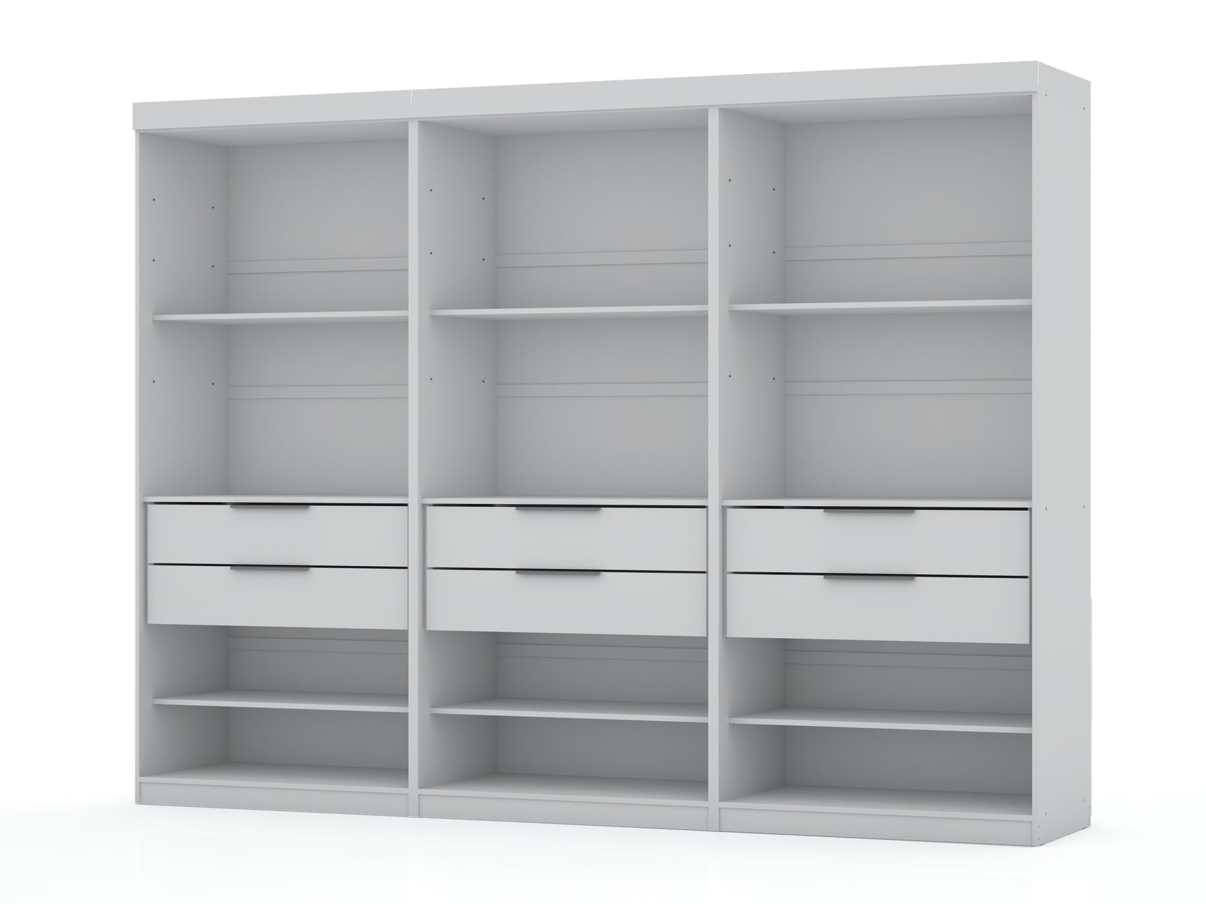 Mulberry Open 3 Sectional Closet in White (set of 3) - Ornate Home