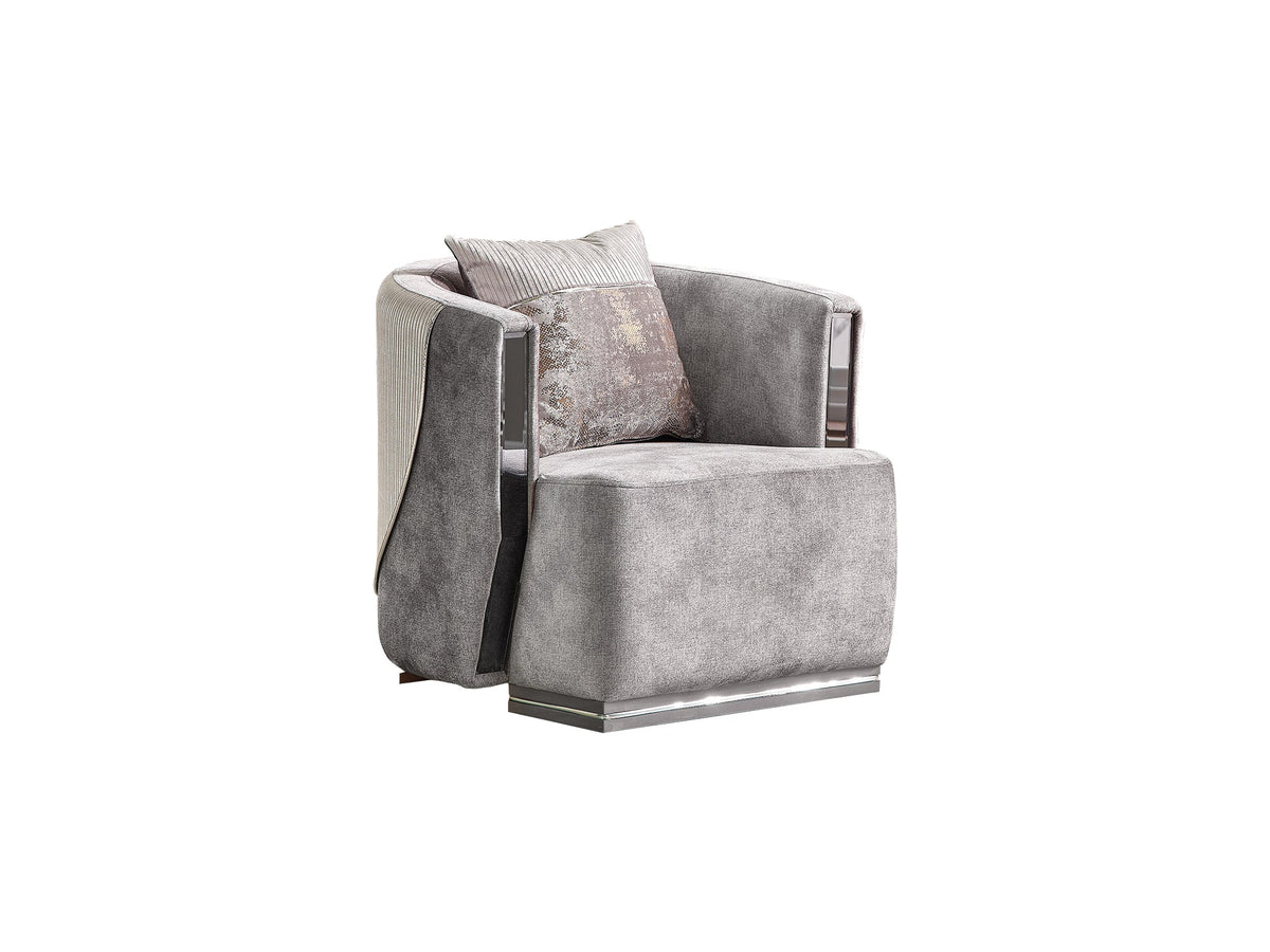 Munich Grey 3-pieces (Sofa & Loveseat & Chair) Living Room Set - Ornate Home