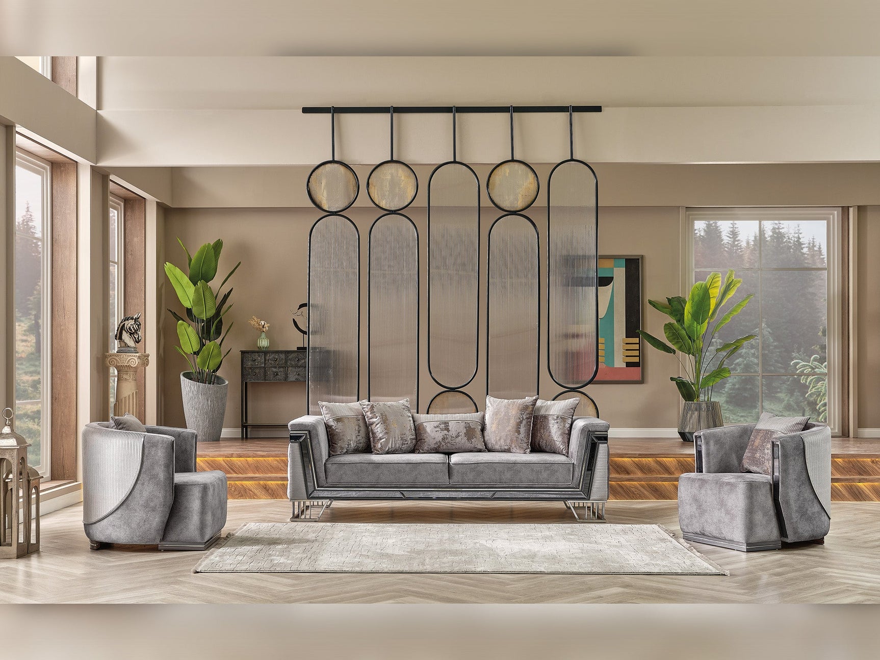 Munich Grey Stationary Sofa