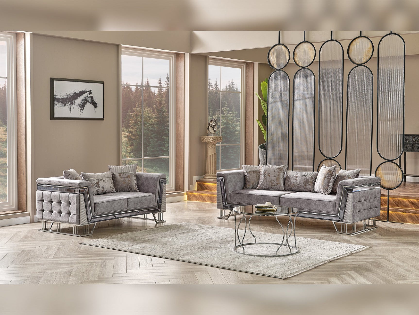 Munich Grey Stationary Loveseat