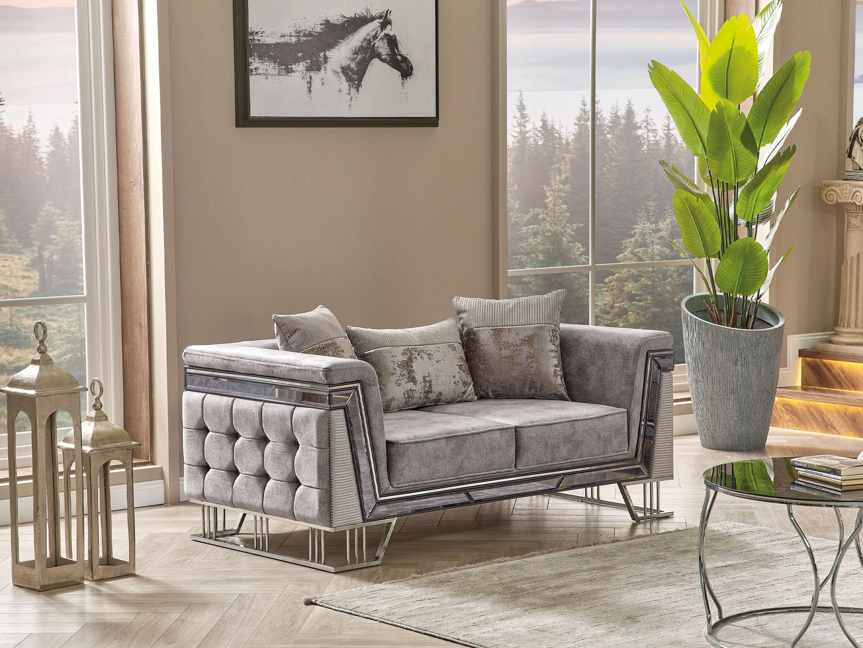Munich Grey Stationary Loveseat