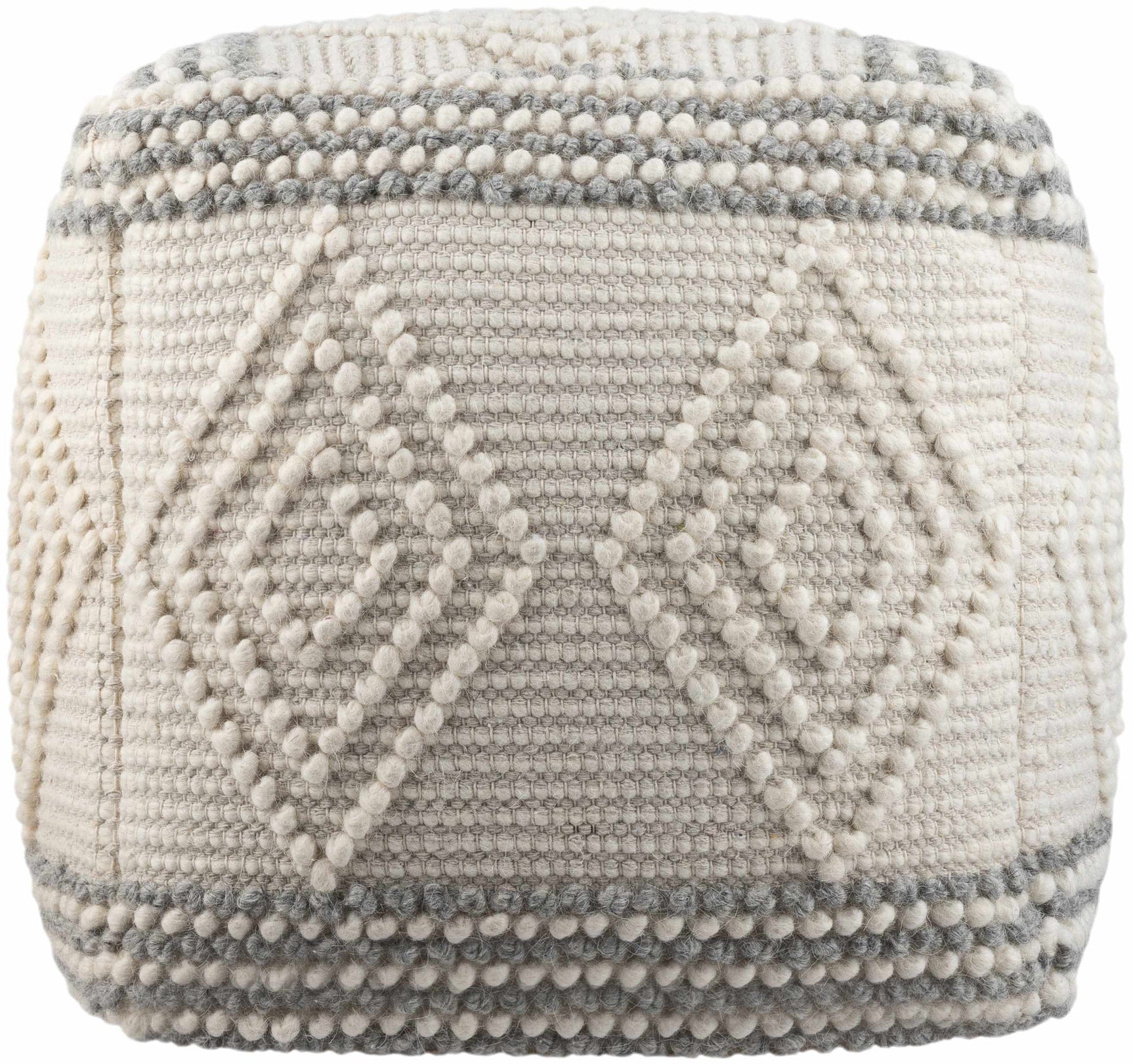 Murgon Cream W Wool Pouf - Ornate Home
