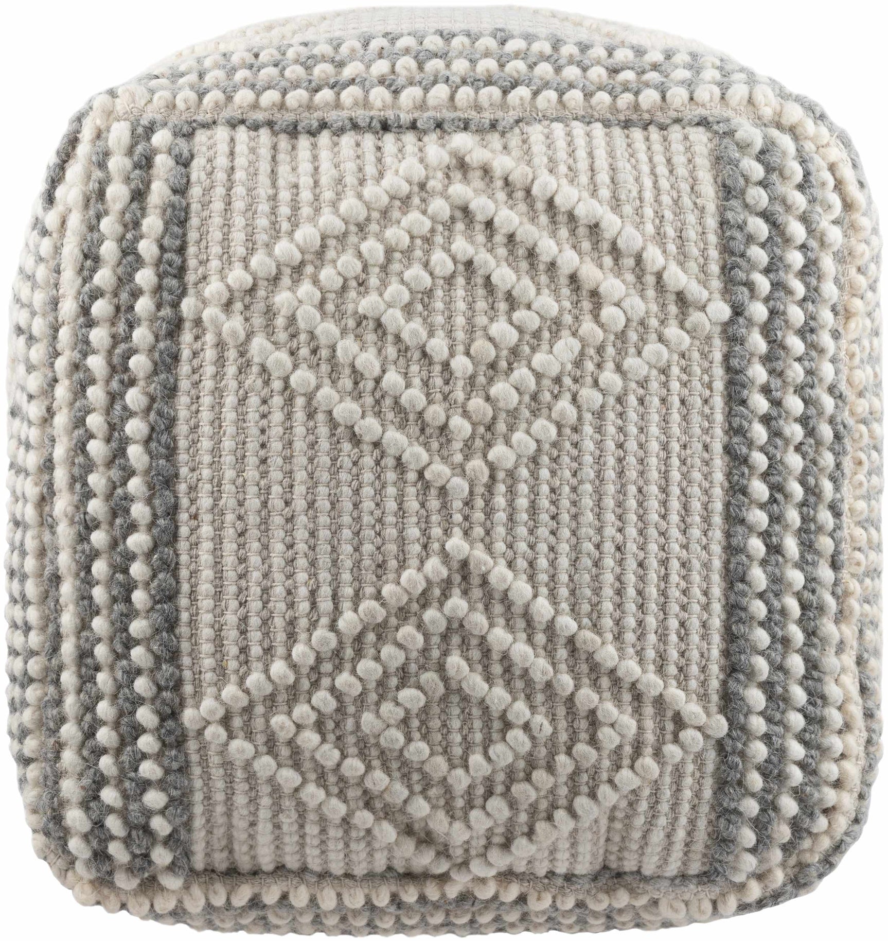 Murgon Cream W Wool Pouf - Ornate Home