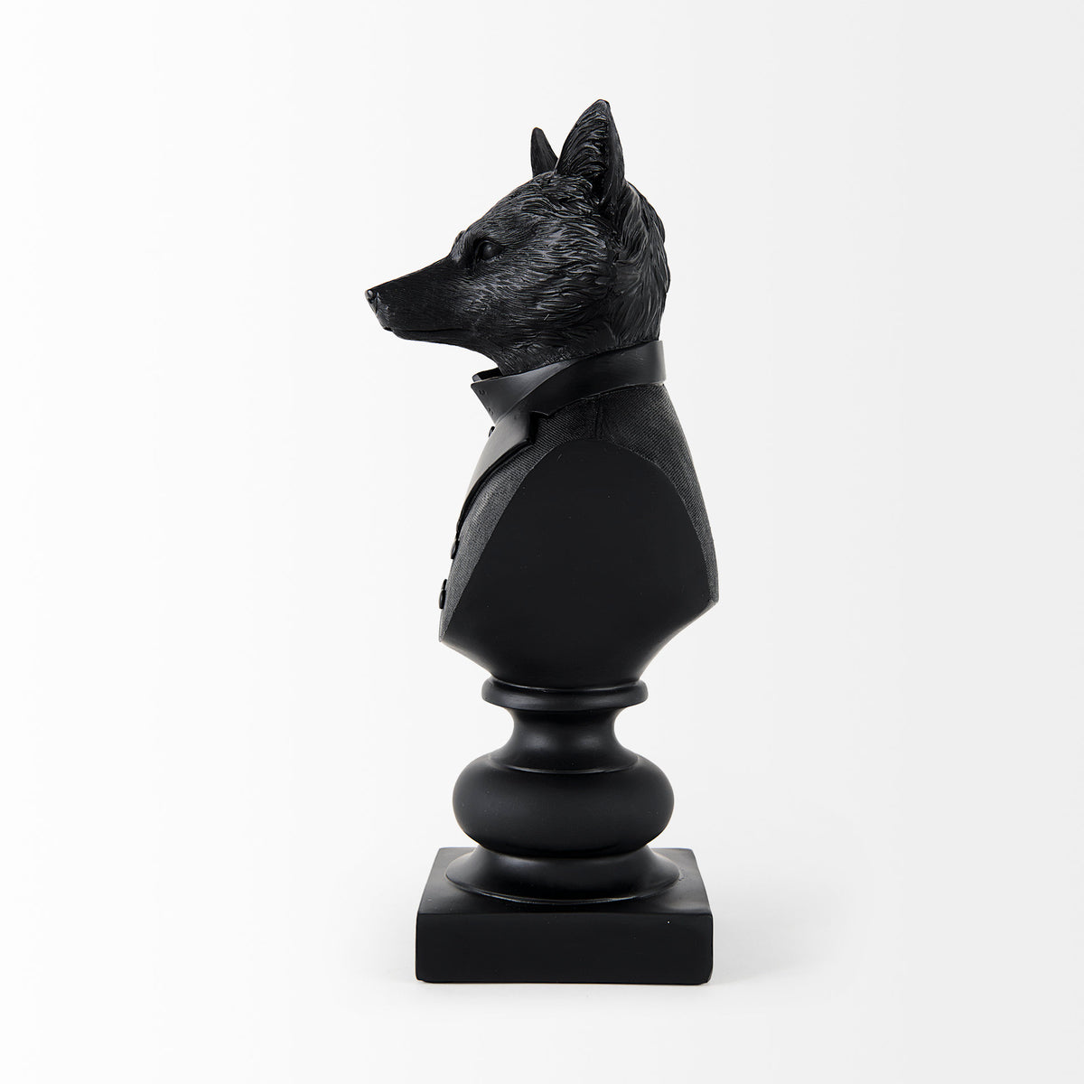 Murray Black Resin Fox in a Suit Bust - Ornate Home