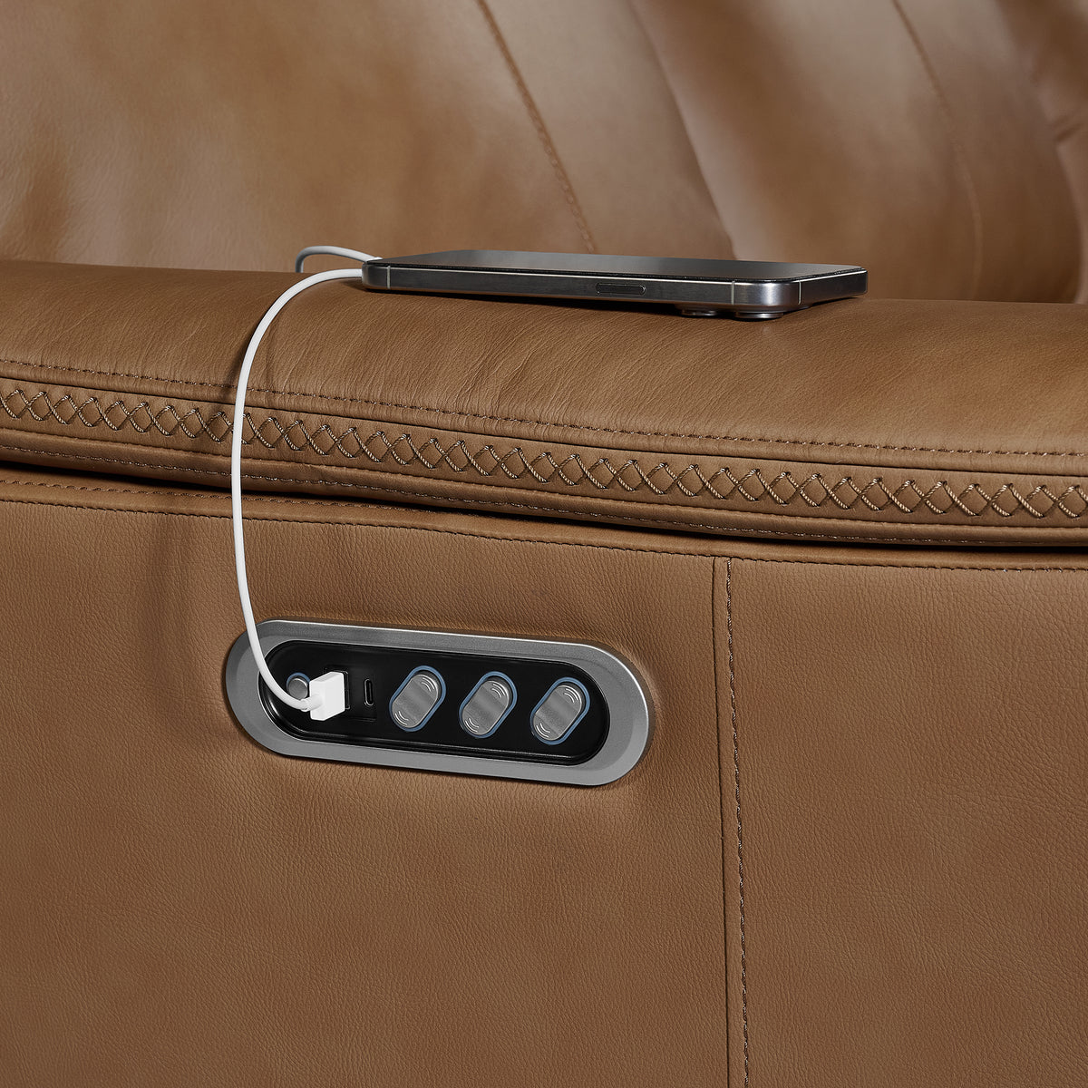 Mustang Aline Butternut P3 Sofa with DDT, Wireless Charger - Ornate Home