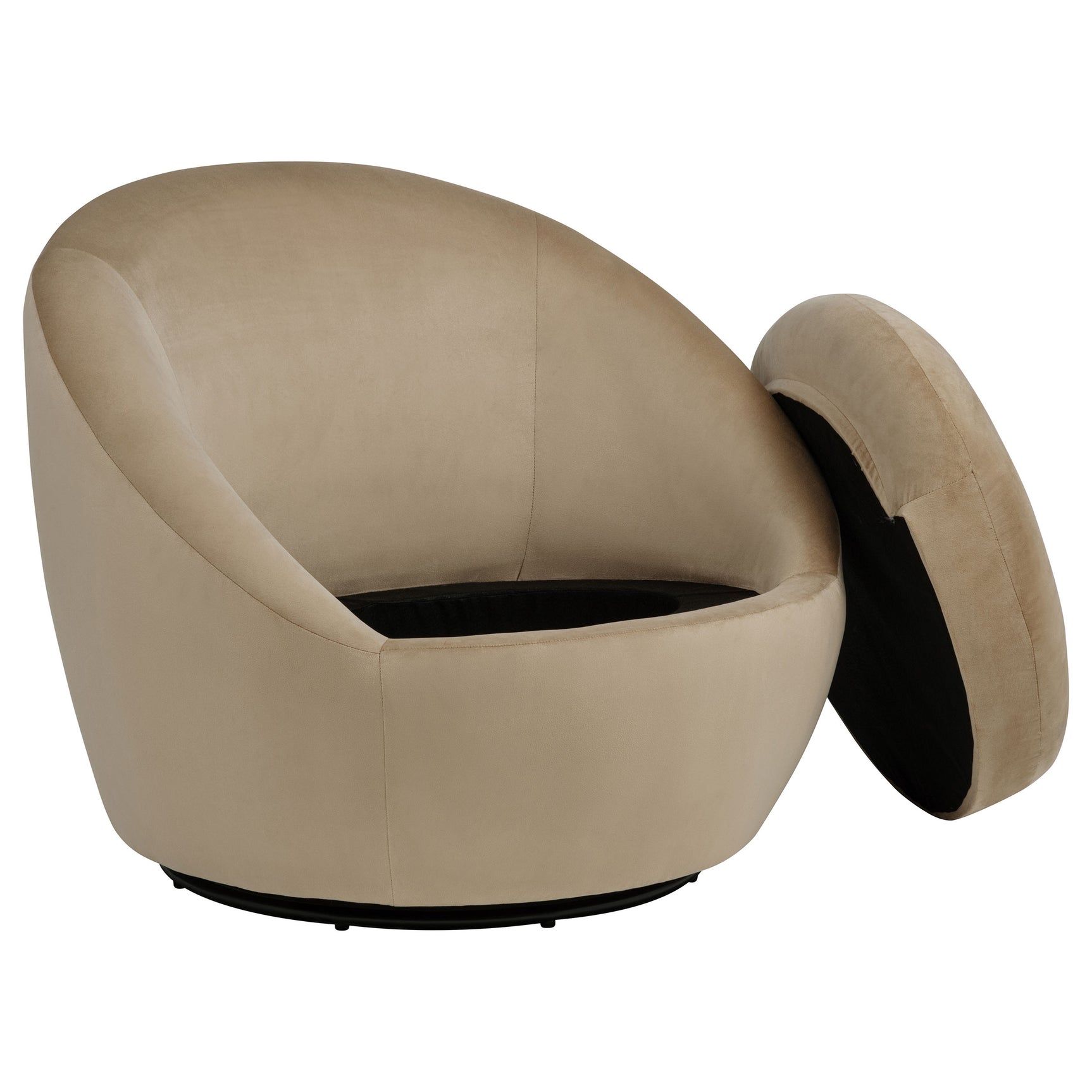 Myernick Camel Velvet Upholstered Swivel Accent Chair - Ornate Home