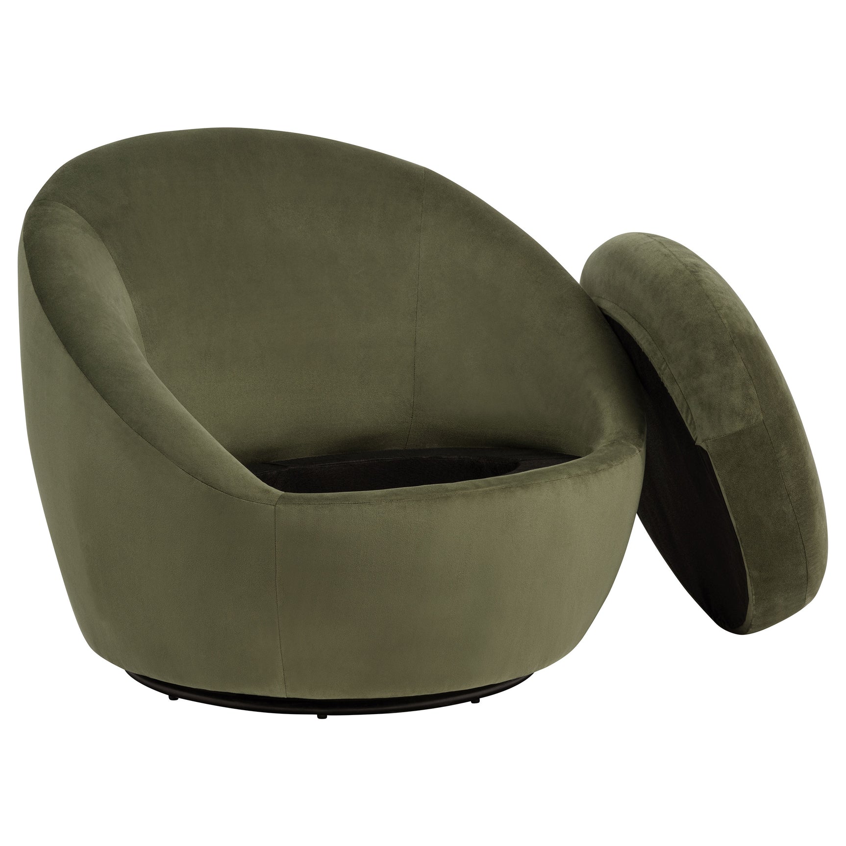 Myernick Olive Velvet Upholstered Swivel Accent Chair - Ornate Home