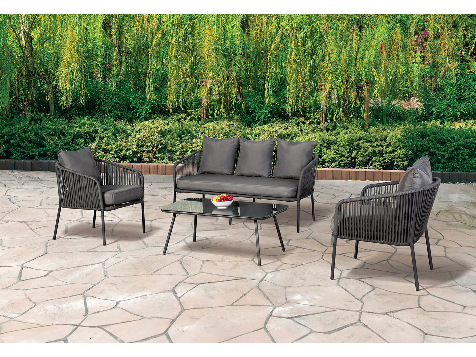 Myesha Dark Gray/Light Gray 4 Pc. Conversation Set - Ornate Home