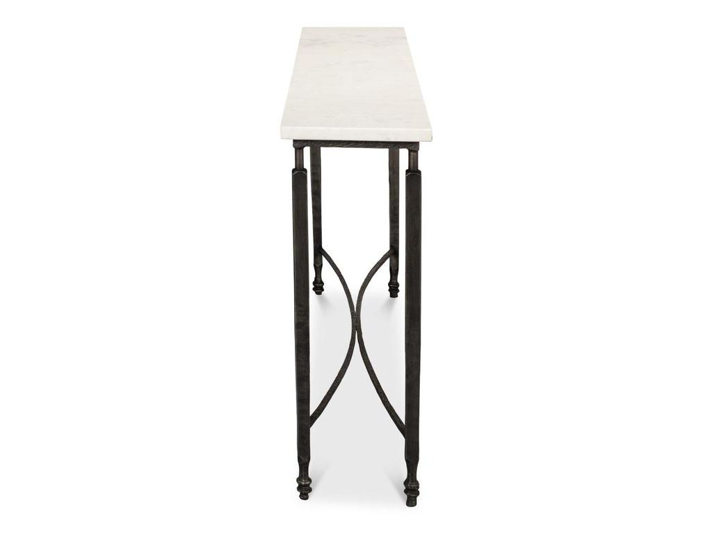 Mykos White Marble/Black Console Table - Ornate Home