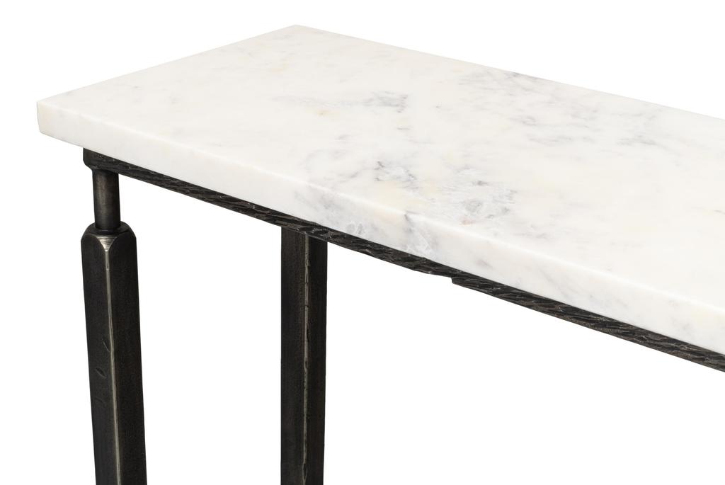 Mykos White Marble/Black Console Table - Ornate Home
