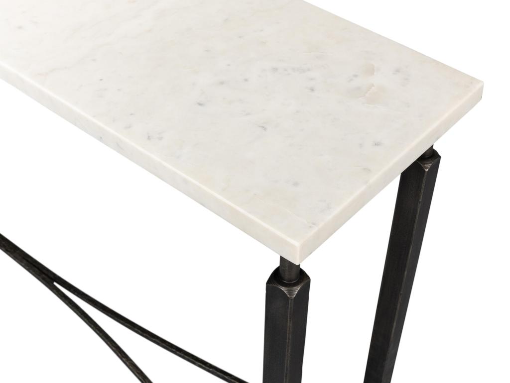 Mykos White Marble/Black Console Table - Ornate Home
