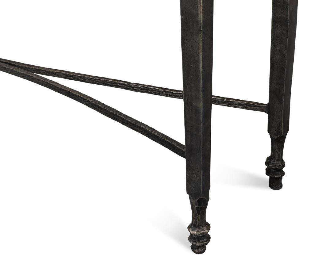 Mykos White Marble/Black Console Table - Ornate Home