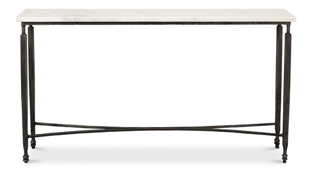 Mykos White Marble/Black Console Table - Ornate Home