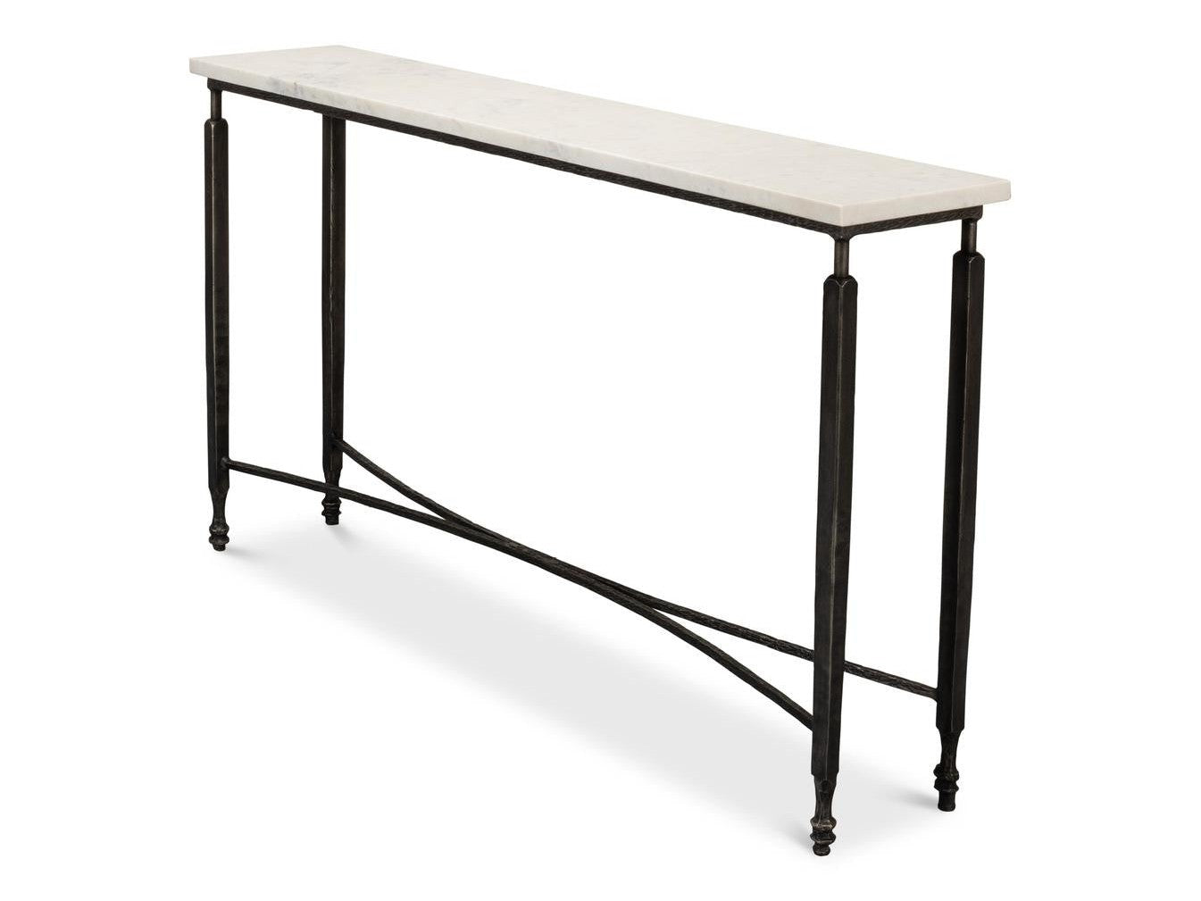 Mykos White Marble/Black Console Table - Ornate Home