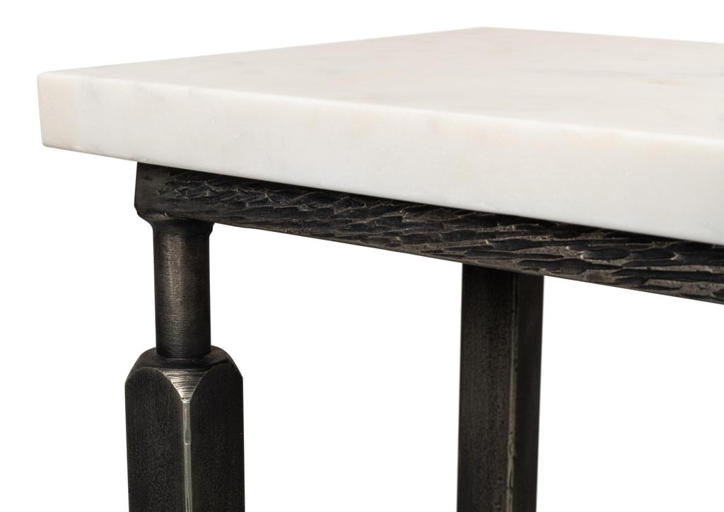 Mykos White Marble/Black Console Table - Ornate Home