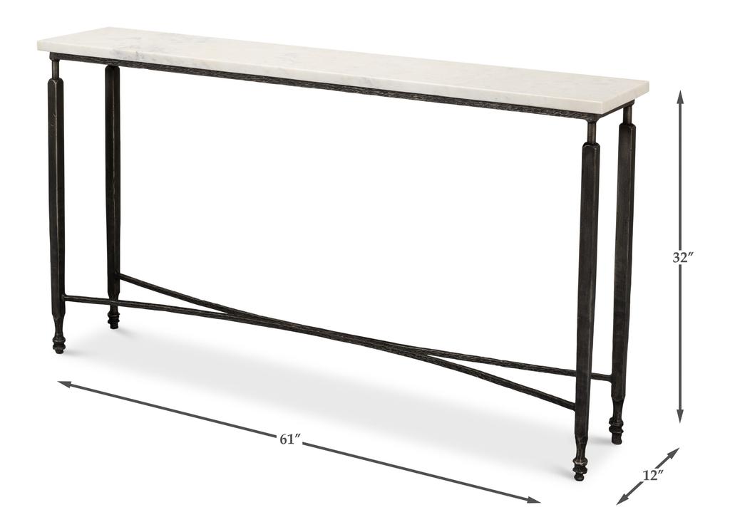 Mykos White Marble/Black Console Table - Ornate Home