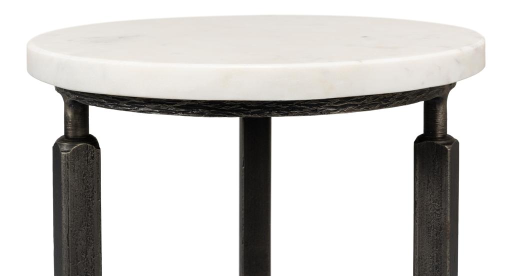 Mykos White Marble/Black Side Table - Ornate Home