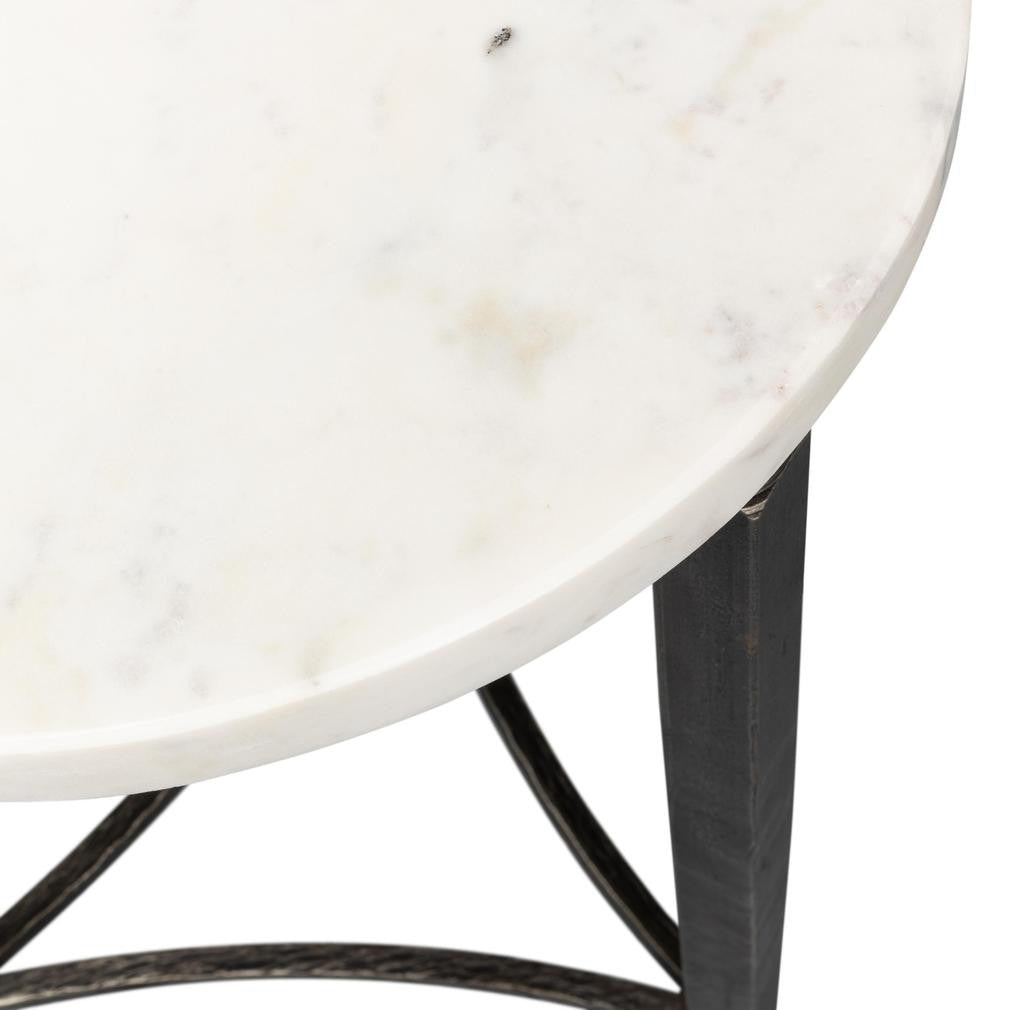 Mykos White Marble/Black Side Table - Ornate Home