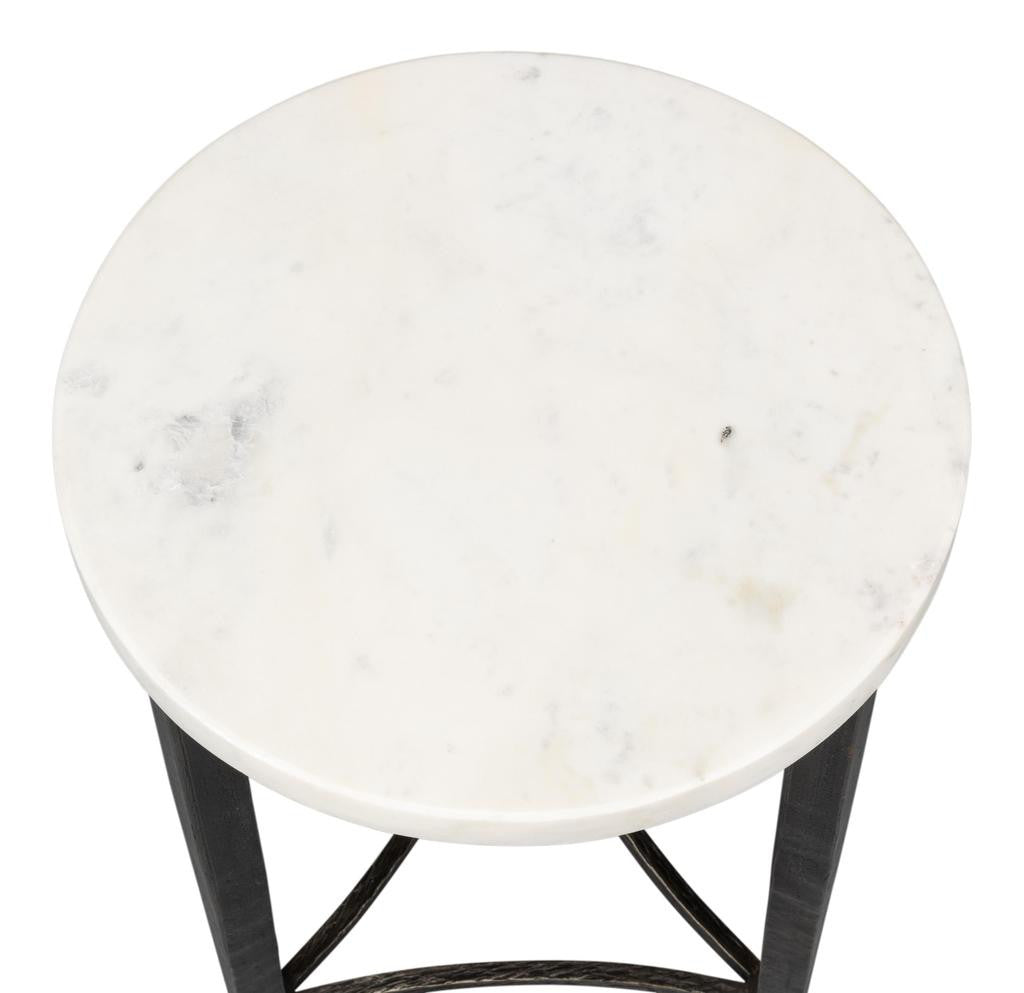 Mykos White Marble/Black Side Table - Ornate Home