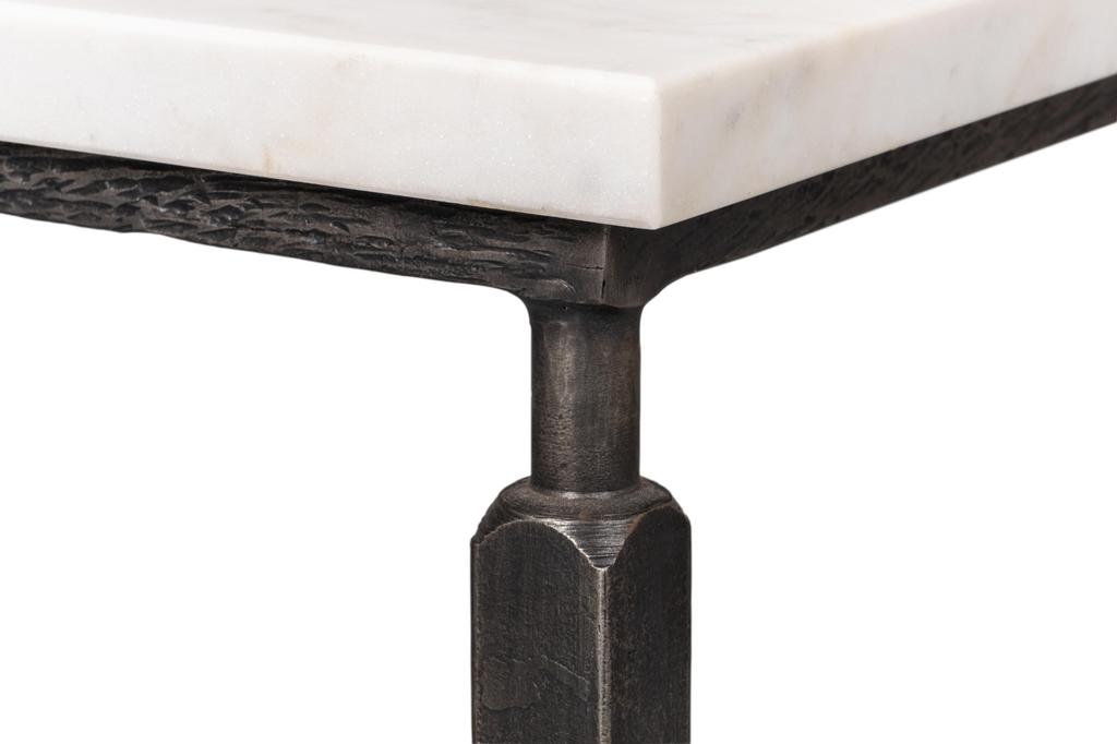 Mykos White Marble/Black Square Coffee Table - Ornate Home