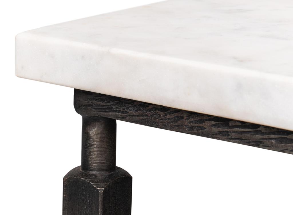 Mykos White Marble/Black Square Coffee Table - Ornate Home