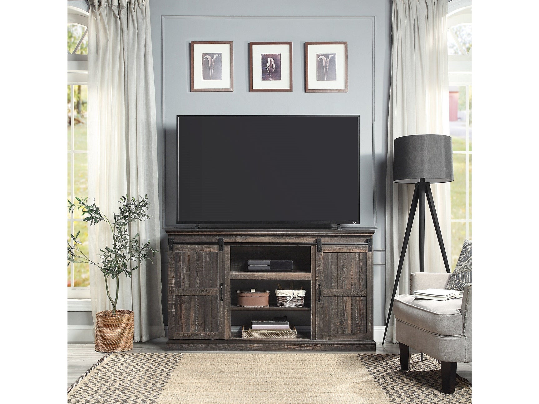 Myrtle 60" TV Stand in Heavy Brown - Ornate Home