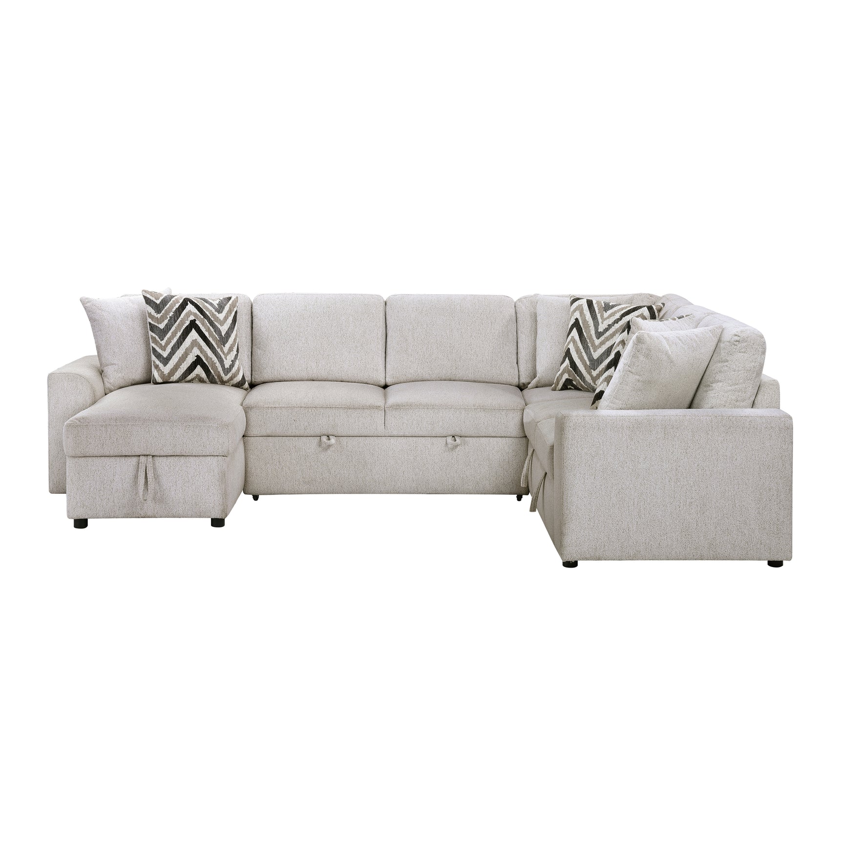Myrtle Beige 3-Piece Sectional with Pull-out Bed and Hidden Storage - Ornate Home