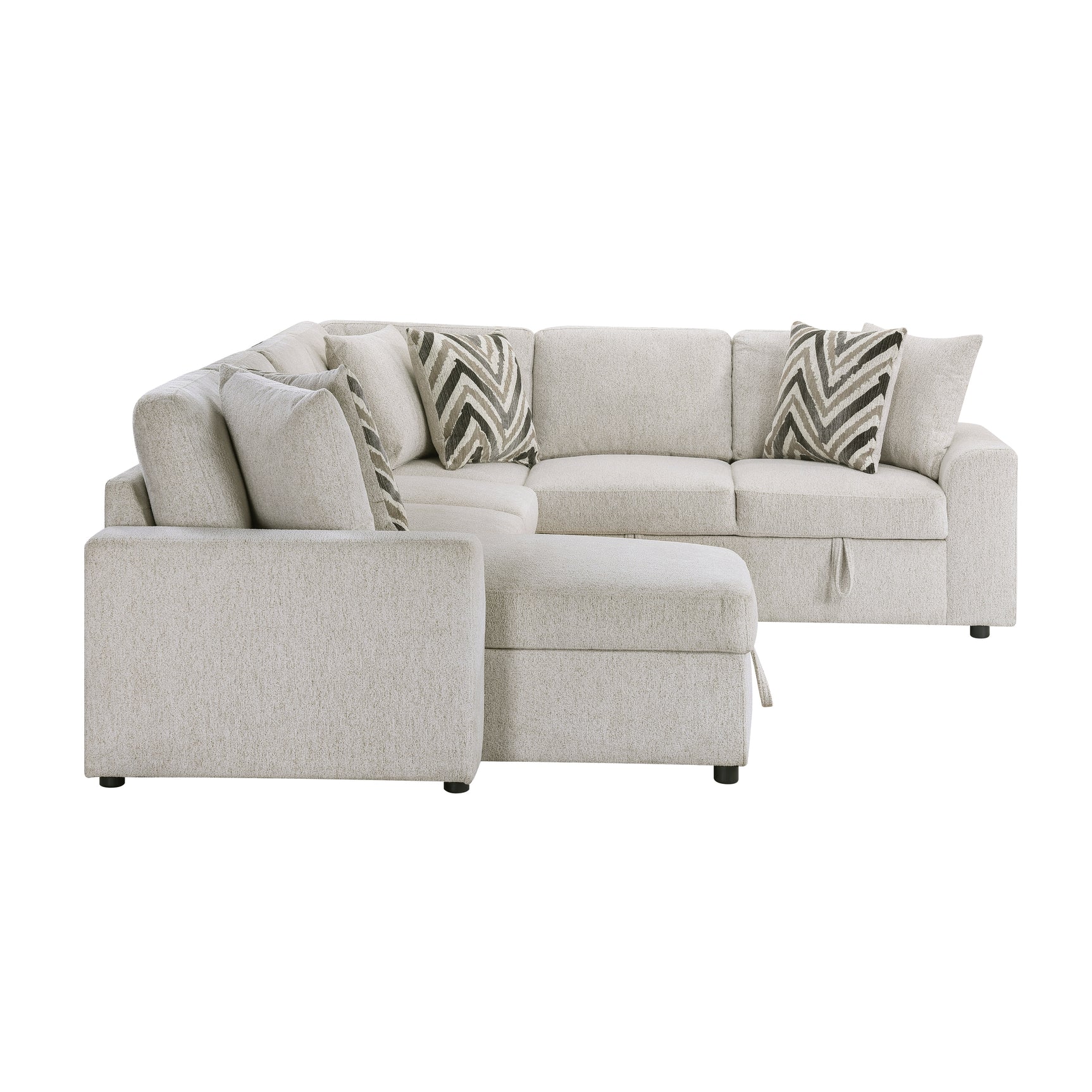 Myrtle Beige 3-Piece Sectional with Pull-out Bed and Hidden Storage - Ornate Home