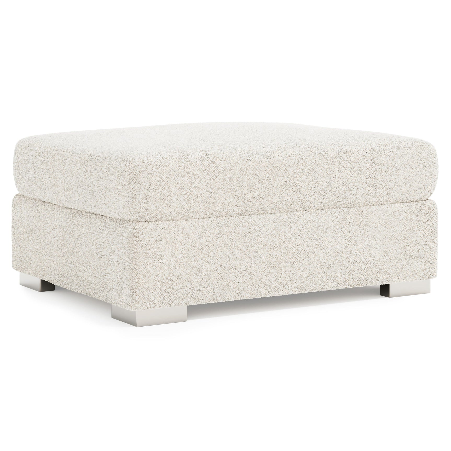 Helena Ivory Ottoman Metal Foot