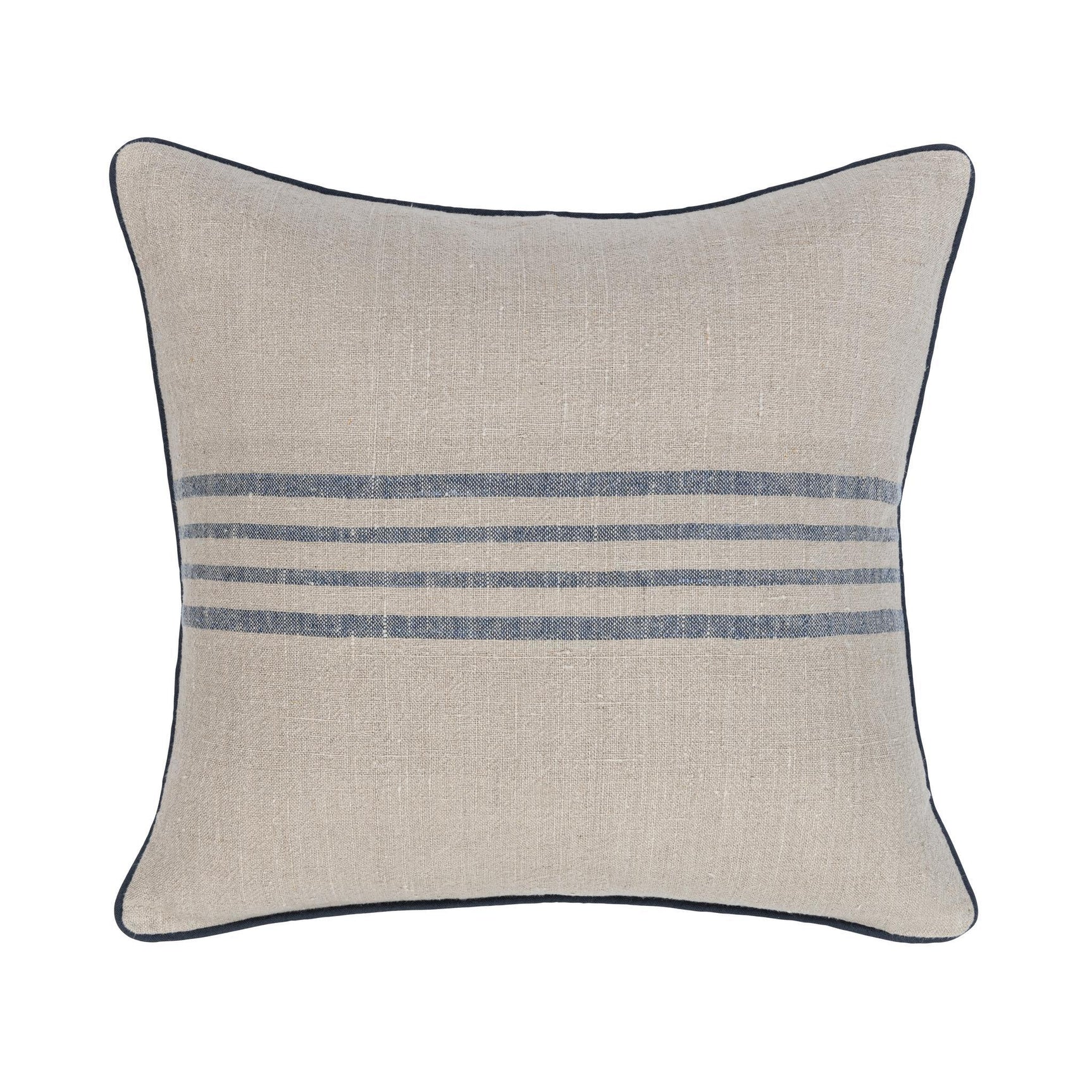 NV Newport Natural/Navy Multiple Sizes 22x22 Throw Pillow (Set of 2) - Ornate Home