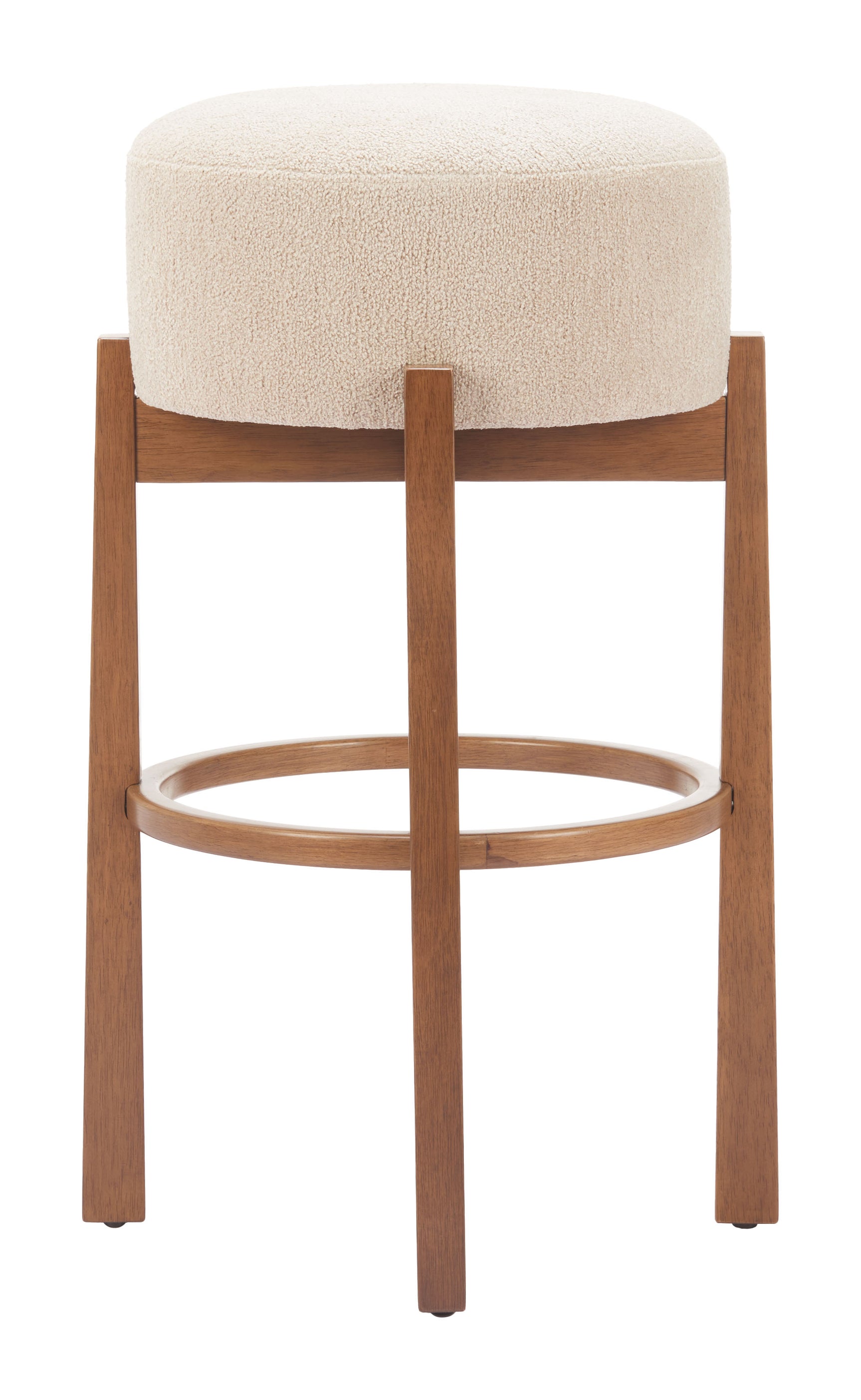 Nade Beige & Walnut Barstool (Set of 2) - Ornate Home