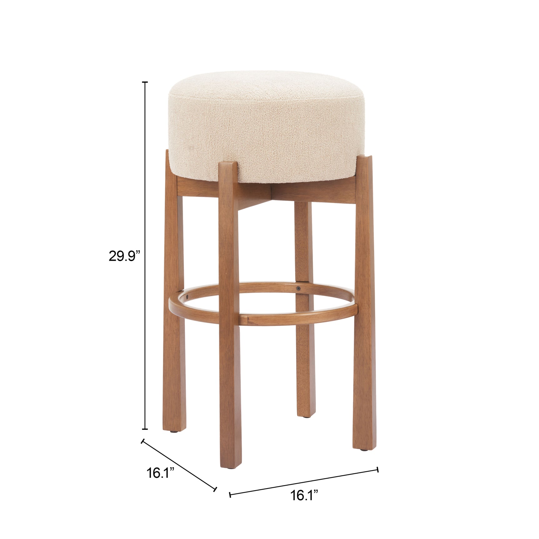 Nade Beige & Walnut Barstool (Set of 2) - Ornate Home