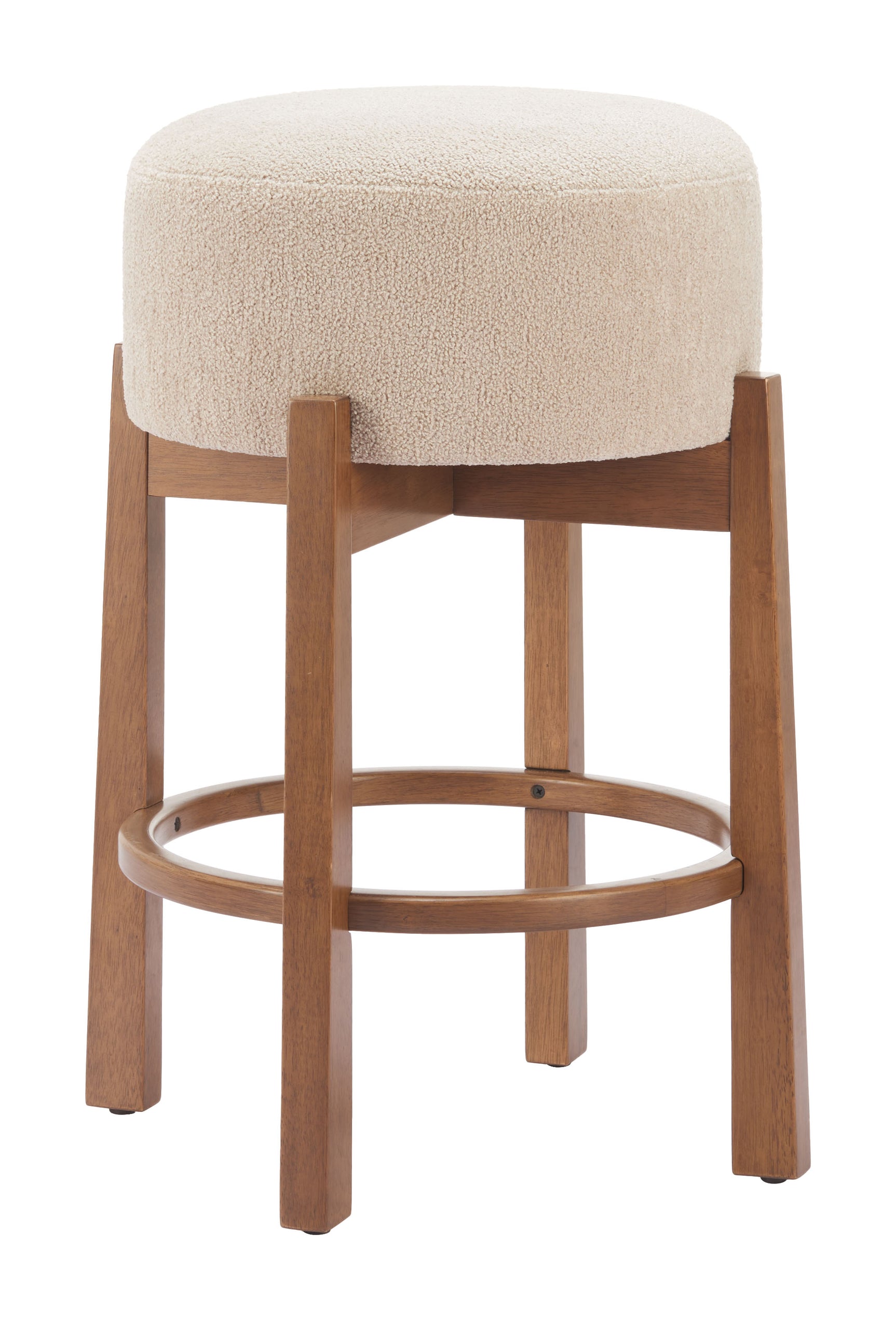 Nade Beige & Walnut Counter Stool (Set of 2) - Ornate Home