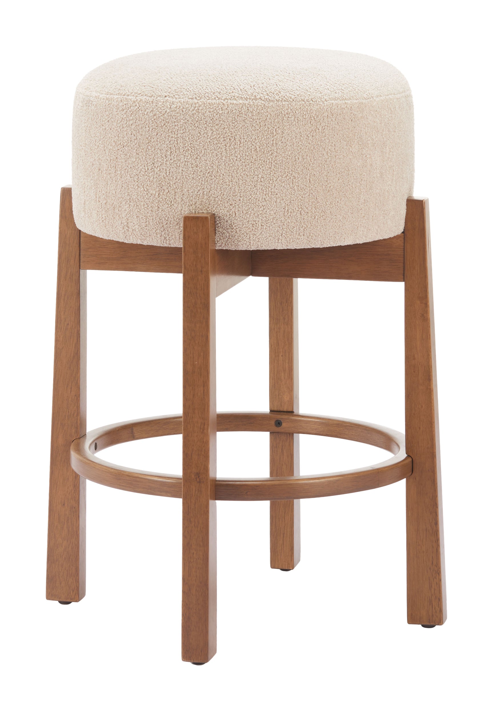 Nade Beige & Walnut Counter Stool (Set of 2) - Ornate Home