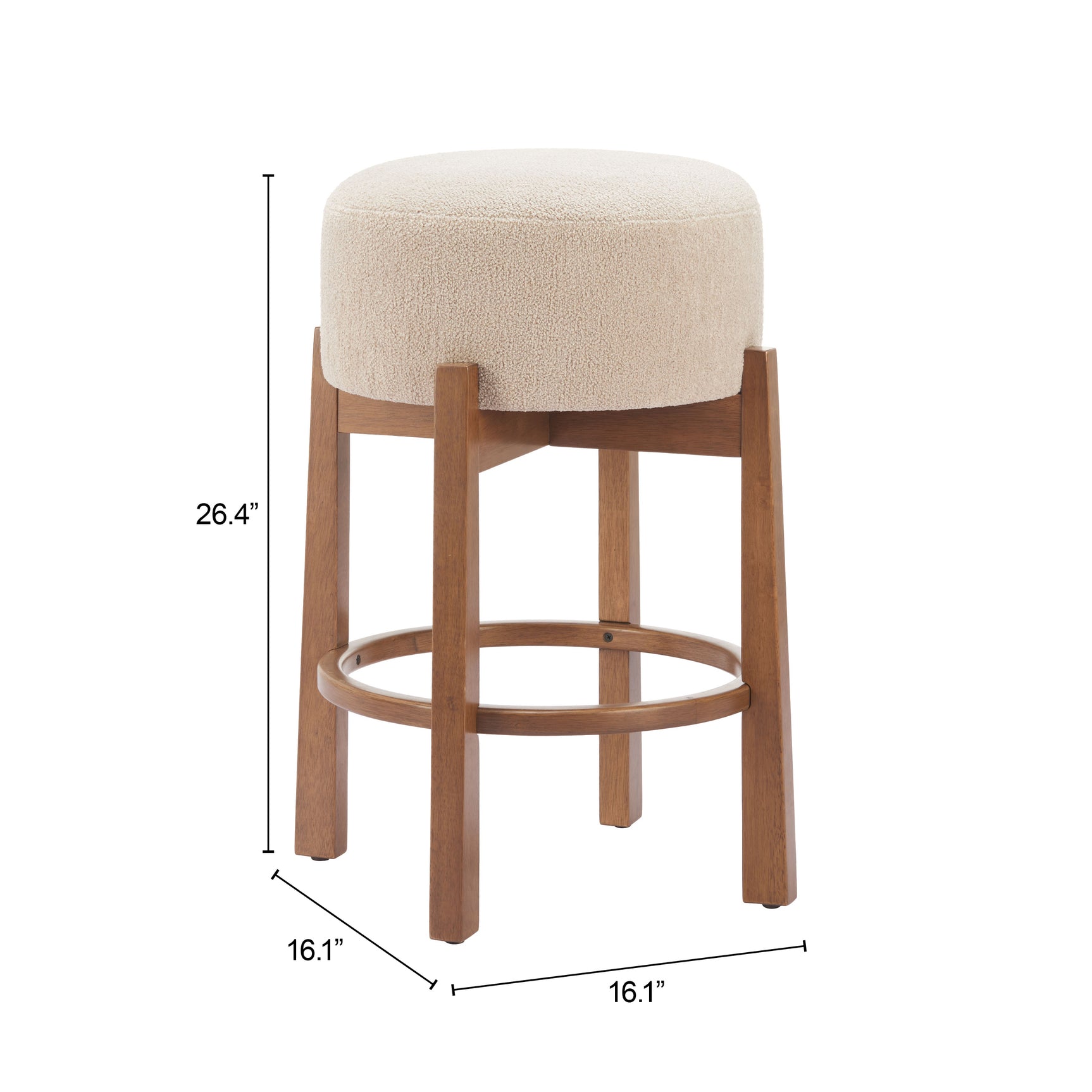 Nade Beige & Walnut Counter Stool (Set of 2) - Ornate Home