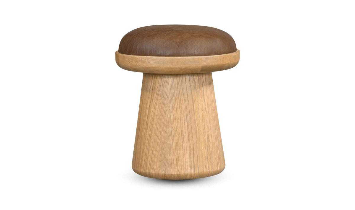 Nadia Dark Brown Leather Swivel Accent Stool - Ornate Home