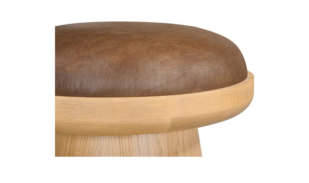 Nadia Dark Brown Leather Swivel Accent Stool - Ornate Home