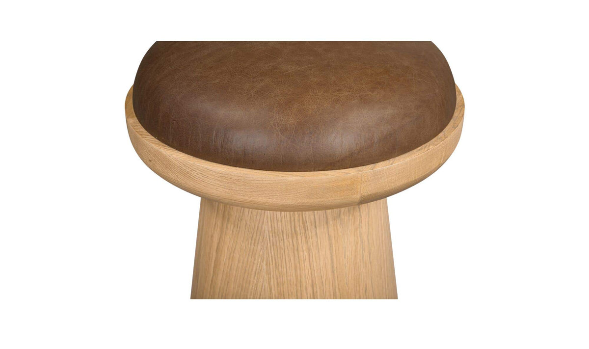 Nadia Dark Brown Leather Swivel Accent Stool - Ornate Home