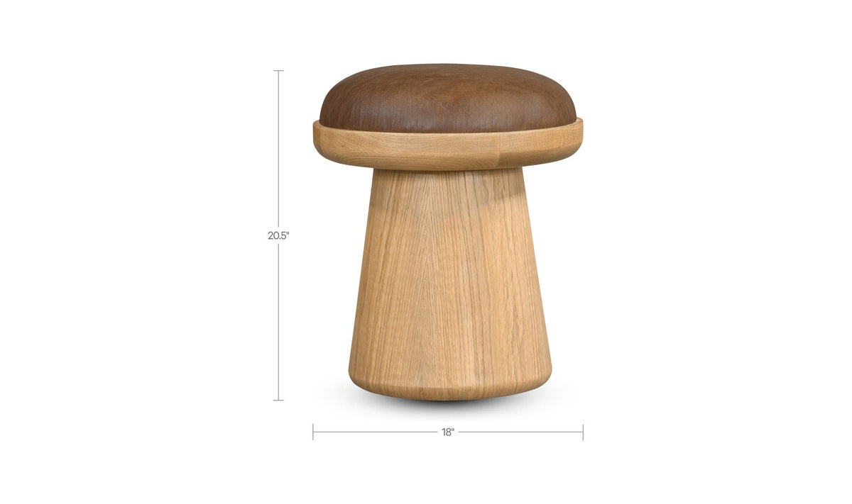 Nadia Dark Brown Leather Swivel Accent Stool - Ornate Home